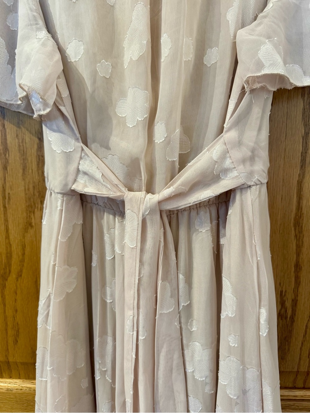Baltic Born Faye Maxi Dress with Burnt Out Floral Pattern in Cream/Tan | Size M - Picture 8 of 13